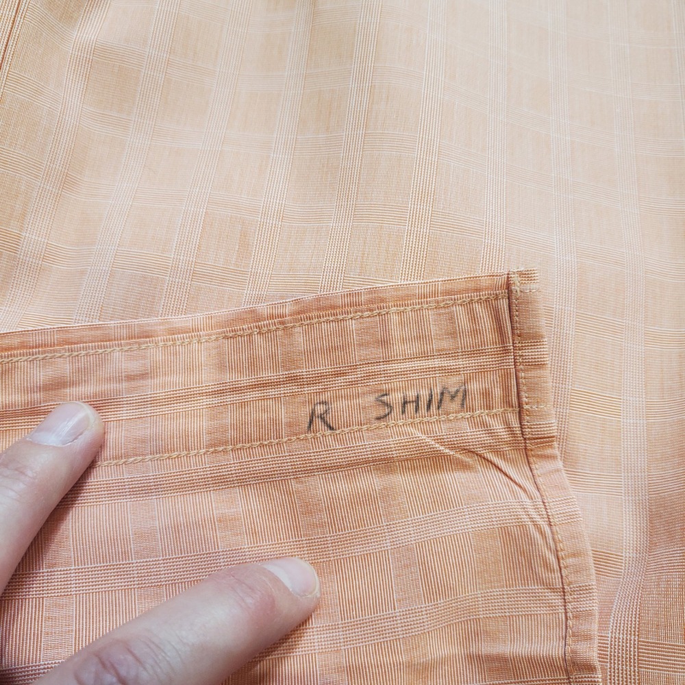 VTG Tommy Hilfiger Shirt Mens M Orange Salmon 80s 2-Ply Cotton Oxford Preppy - Picture 6 of 13
